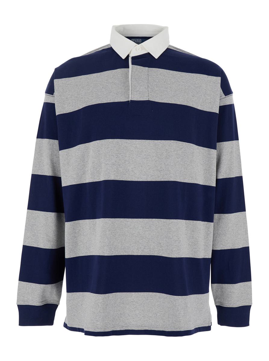 "Big Fit" Multicolor Polo Shirt With Classic Collar And All-Over Striped Motif In Cotton Man