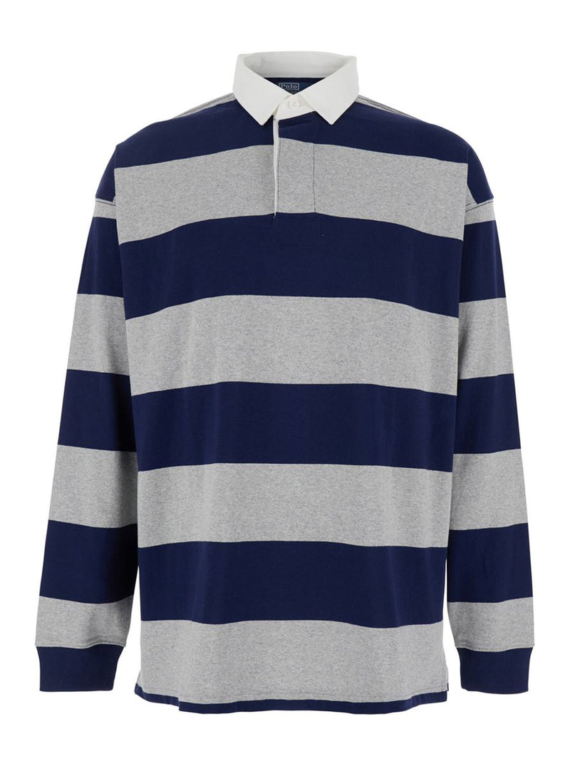 "Big Fit" Multicolor Polo Shirt With Classic Collar And All-Over Striped Motif In Cotton Man