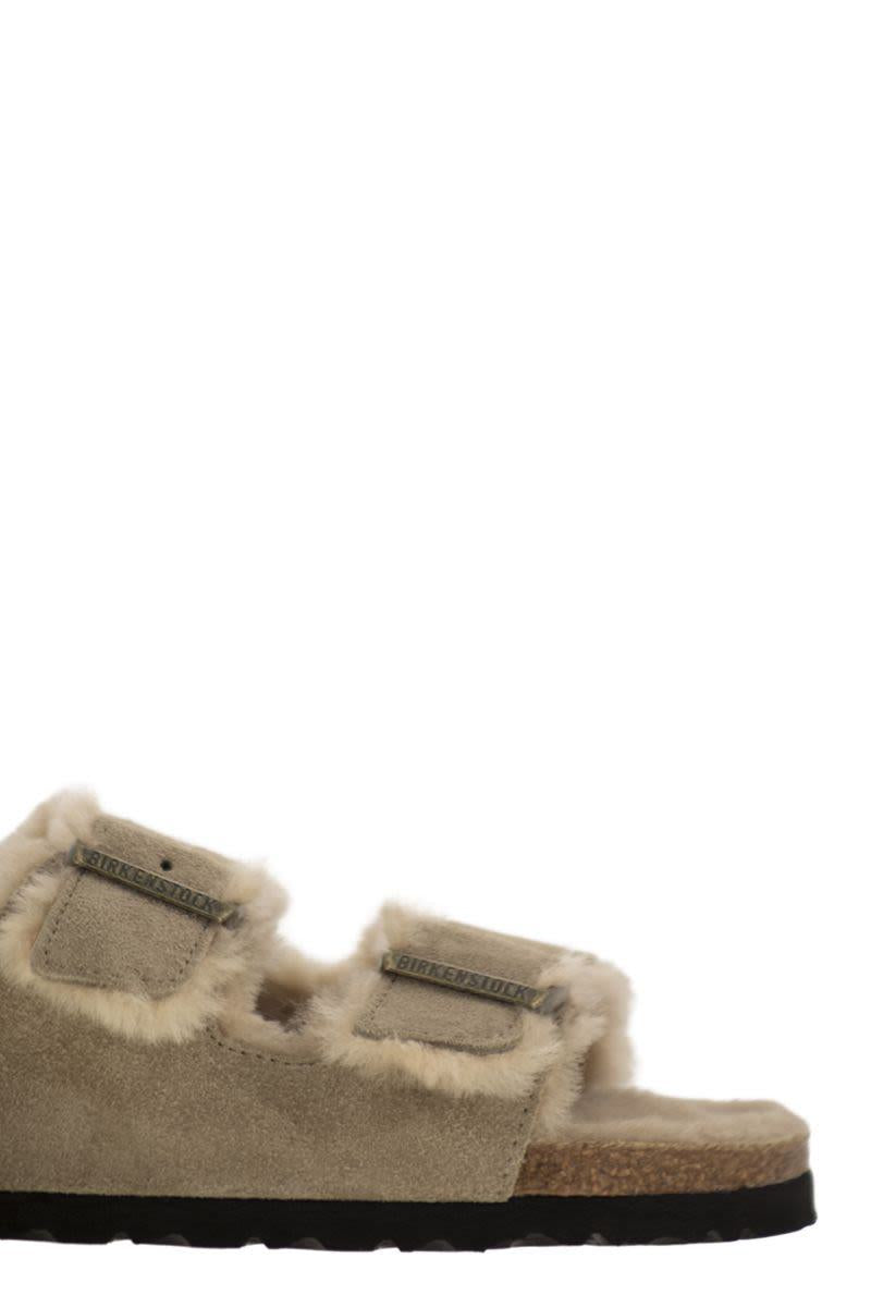 Birkenstock Arizona - Suede Lamb Fur Slipper