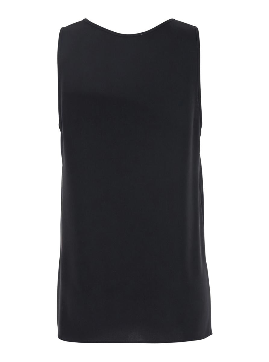 Black Sleeveless Top With Round Neck In Tech Fabric Woman