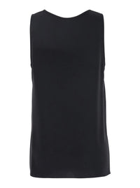 Black Sleeveless Top With Round Neck In Tech Fabric Woman