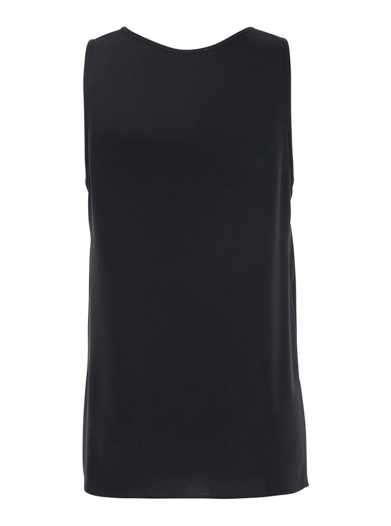 Black Sleeveless Top With Round Neck In Tech Fabric Woman