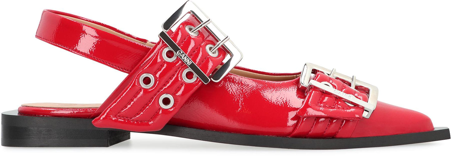 Ganni Feminine Buckle  Faux Leather Slingback Pumps
