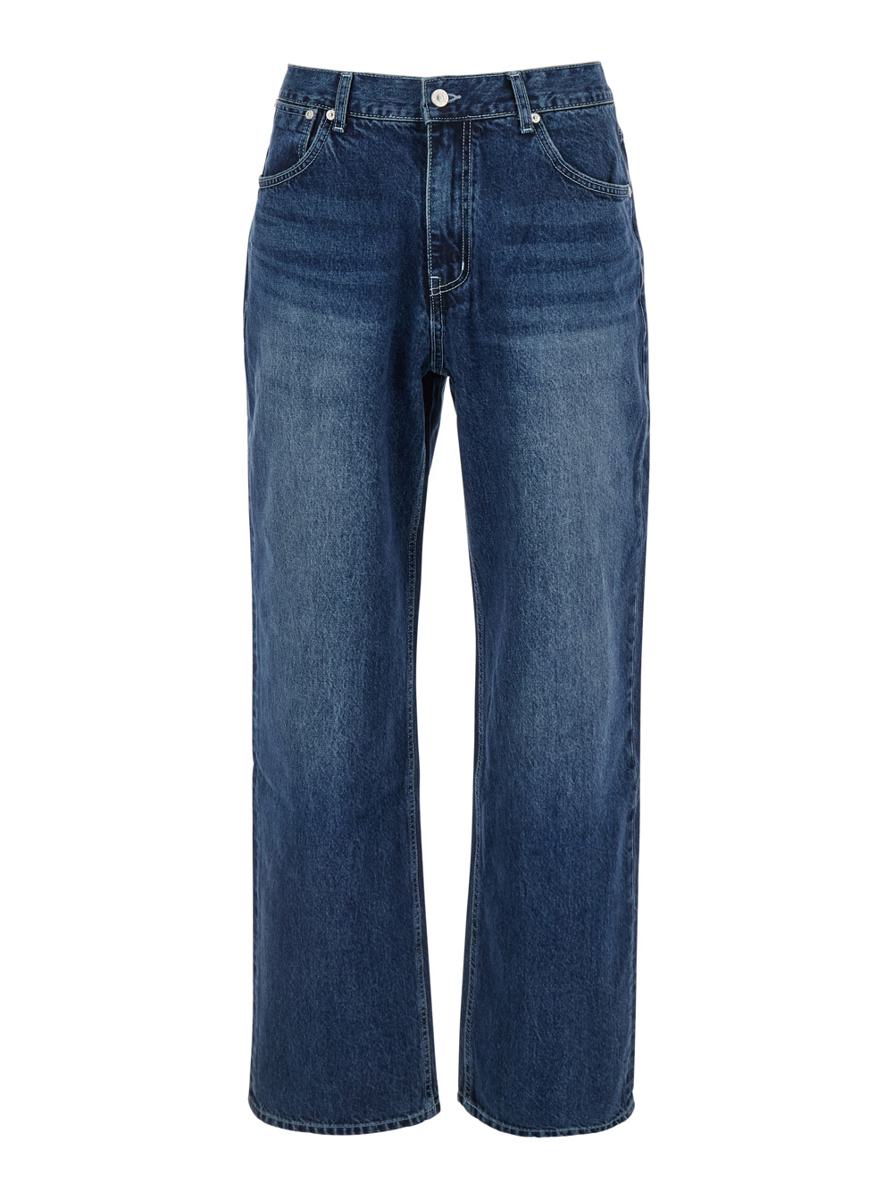 'Essentia' Blue Jeans With Logo Patch On The Rear In Denim Man