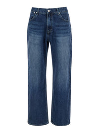 'Essentia' Blue Jeans With Logo Patch On The Rear In Denim Man