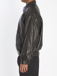 Balloon Bomber Jacket In Lambskin Leather