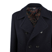 Etro Peacoat In Blue Wool
