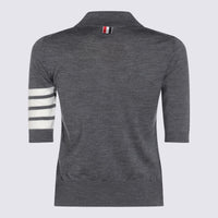 Thom Browne Grey Wool Polo Shirt