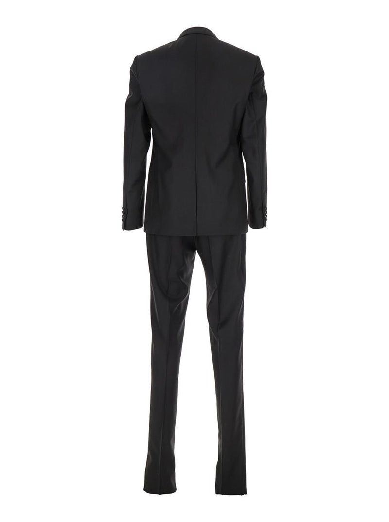 Black Single-Breasted Suit With Peak Revers In Wool Blend Man