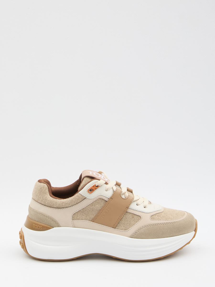 Sneakers In Fabric And Suede Leather