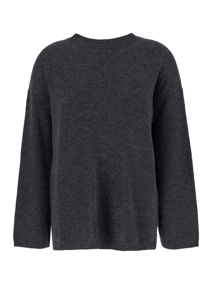 Grey Relaxed Crewneck Sweater In Cashmere Woman