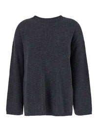 Grey Relaxed Crewneck Sweater In Cashmere Woman