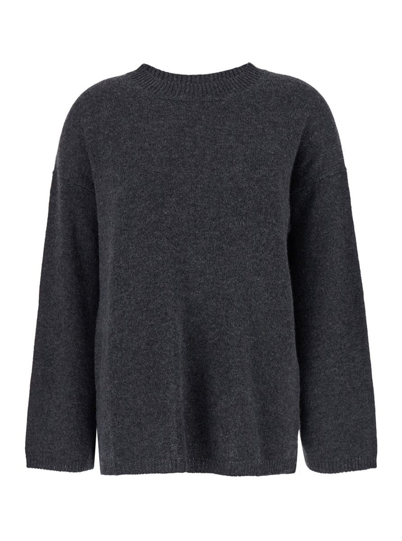 Grey Relaxed Crewneck Sweater In Cashmere Woman
