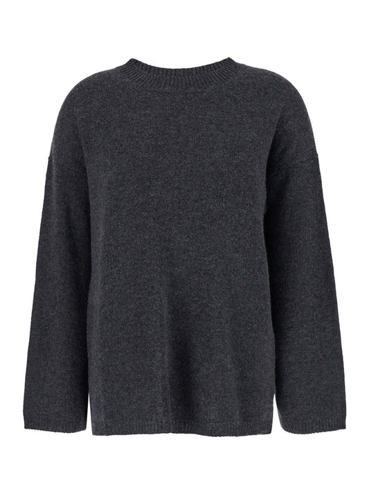 Grey Relaxed Crewneck Sweater In Cashmere Woman