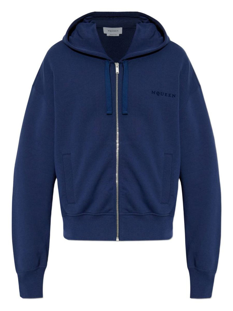 Alexander McQueen Blue Hoodie With Logo