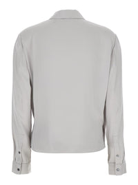 Metallic Blouse With Peak Revers And Crossover Neck In Silk Woman