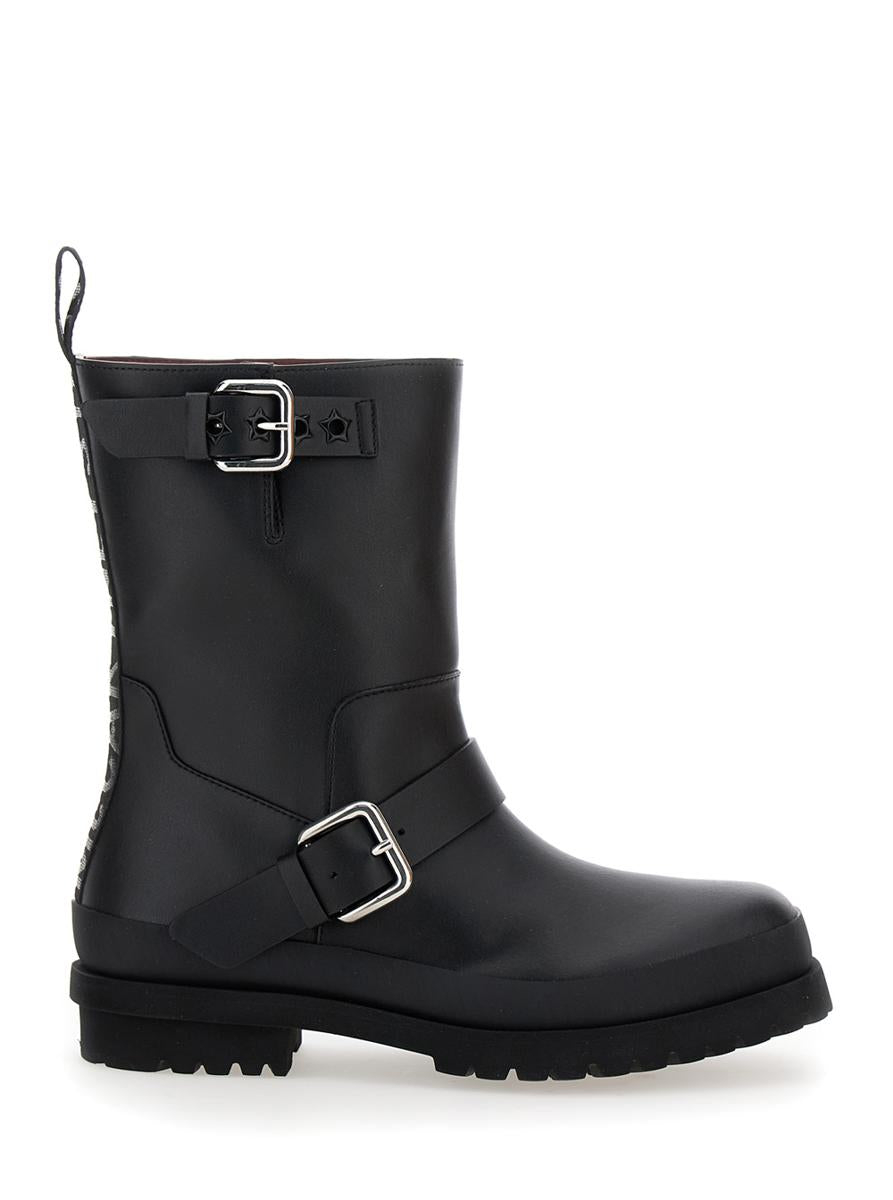 'Trace' Black Ankle Boots With Buckle In Tech Fabric Woman
