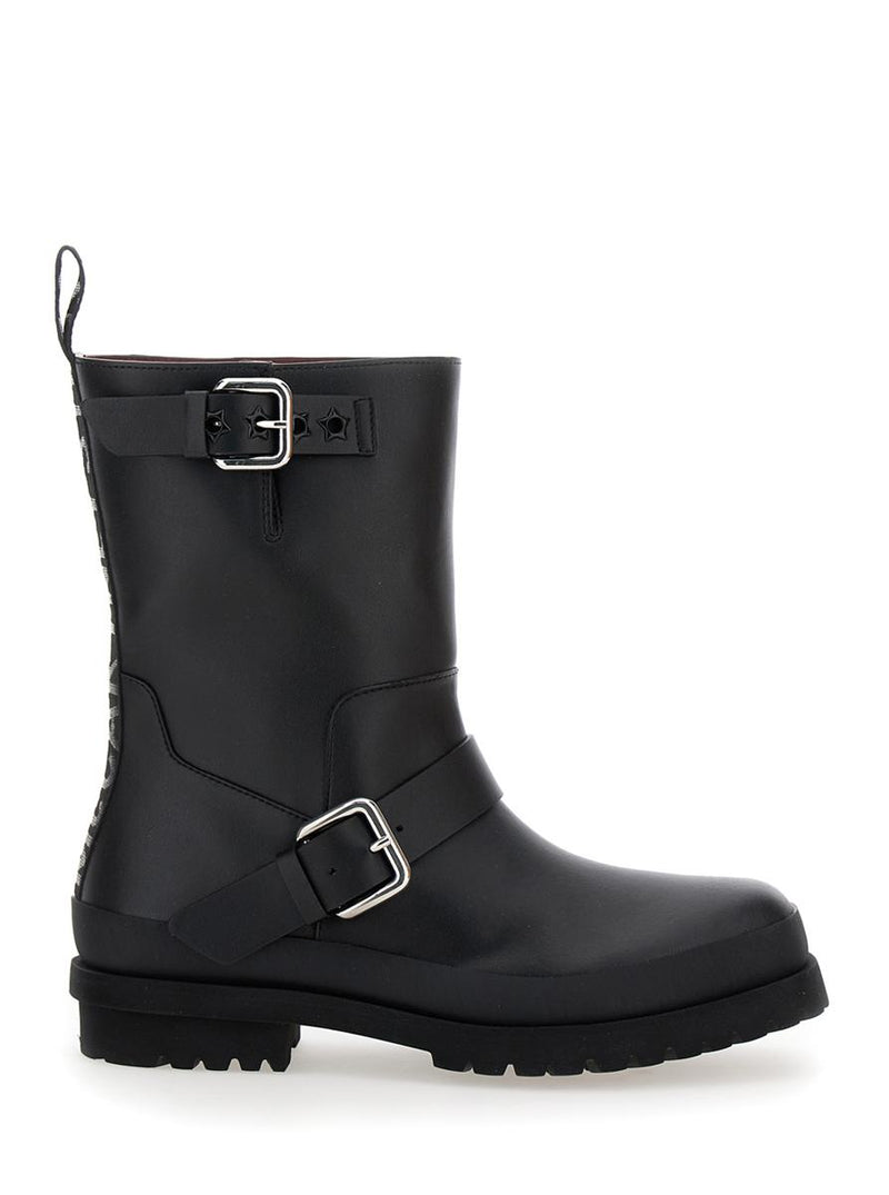 'Trace' Black Ankle Boots With Buckle In Tech Fabric Woman