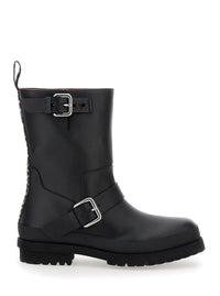 'Trace' Black Ankle Boots With Buckle In Tech Fabric Woman