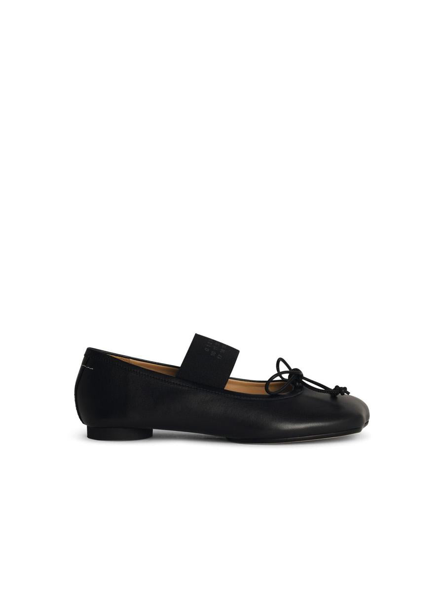 MM6 Maison Margiela Black Leather Ballet Flats