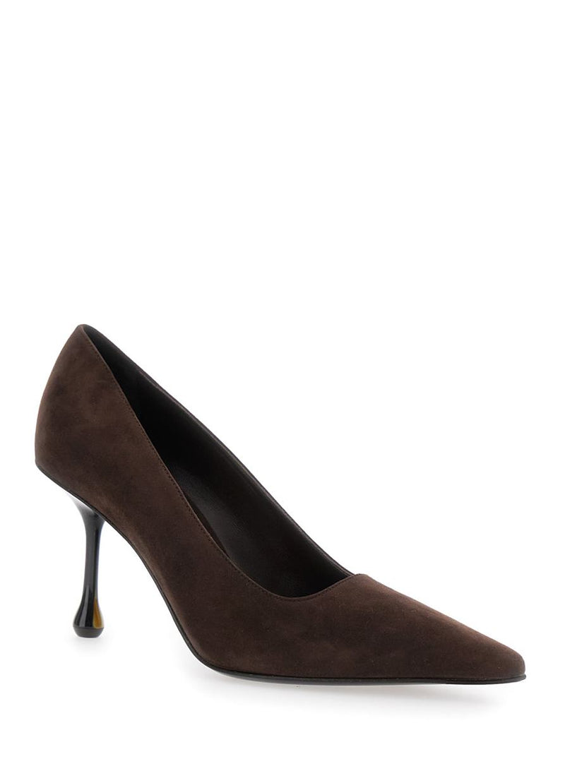 'Ixia' Brown Pumps With High Sculpted Heel In Suede Woman