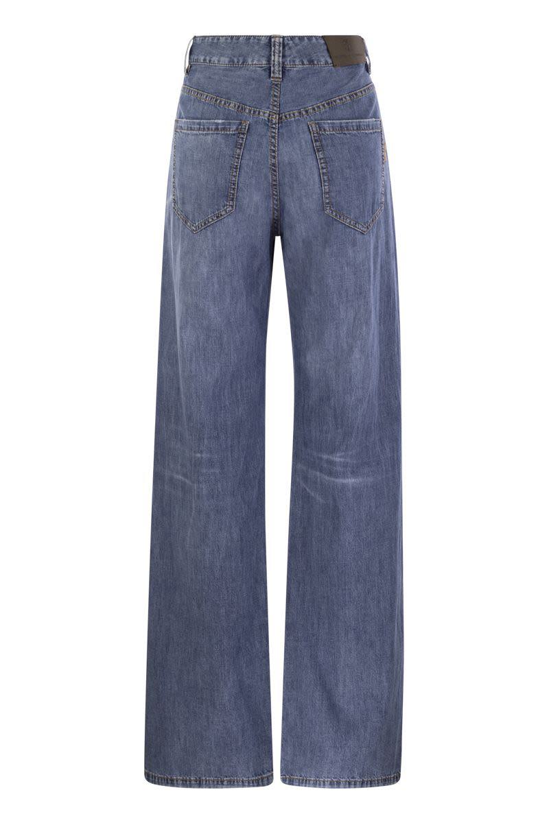 Brunello Cucinelli Loose Five-Pocket Trousers in Light Denim