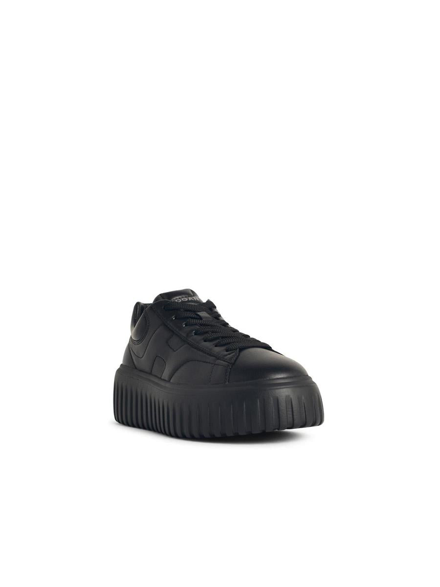Hogan 'H-Stripes' Black Leather Sneakers
