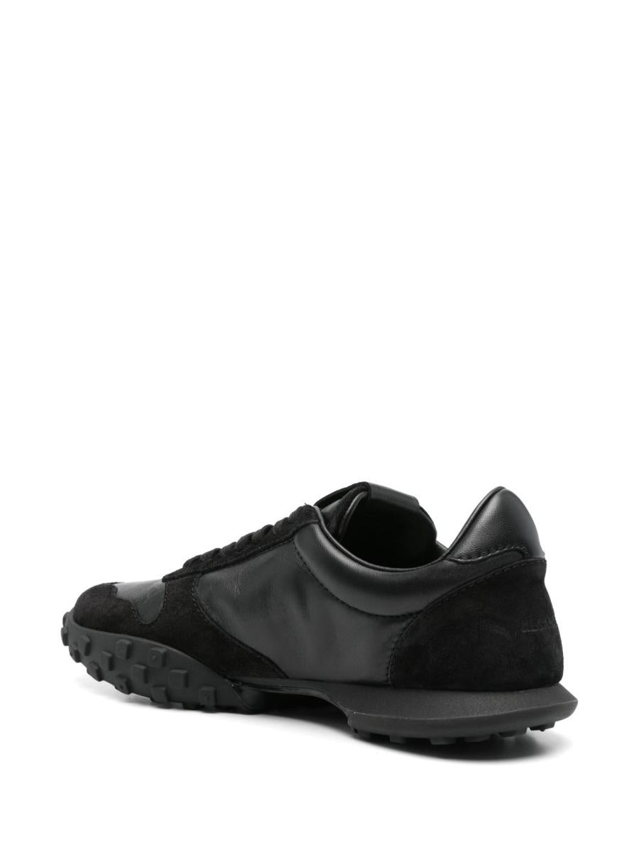 Jil Sander Black Leather Lace-Up Sneakers With Suede Inserts