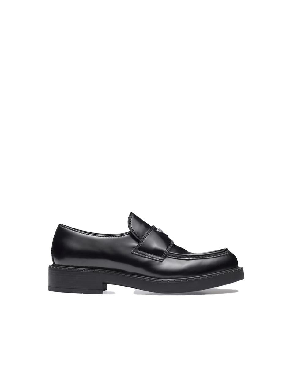 Prada Chocolate Brushed Leather Loafers