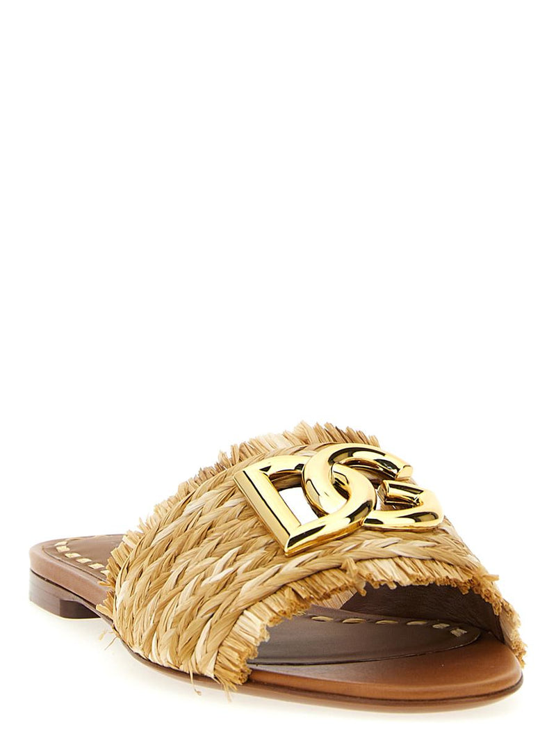 Dolce & Gabbana Raffia Braid Slides