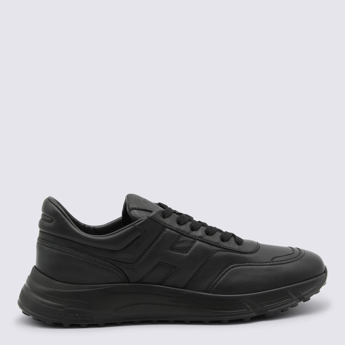 Hogan Black Leather Sneakers