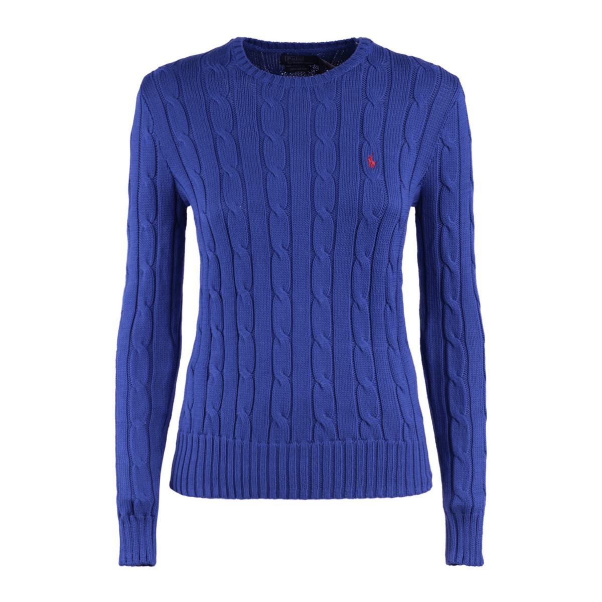 Ralph Lauren Royal Royal Rugby Blue Cotton Cable-Knit Crew Neck Sweater