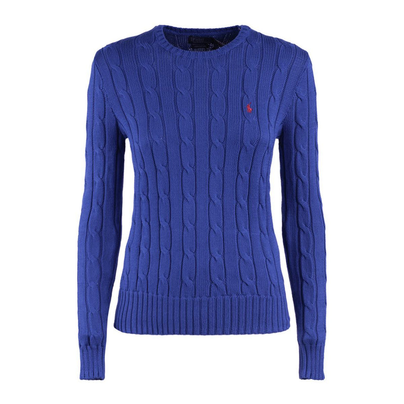 Ralph Lauren Royal Royal Rugby Blue Cotton Cable-Knit Crew Neck Sweater