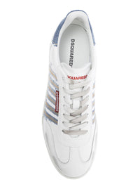 White Low Top Sneakers With Logo Patch On Tongue And Side And Contrasting Heel With Logo In Leather And Cotton Man