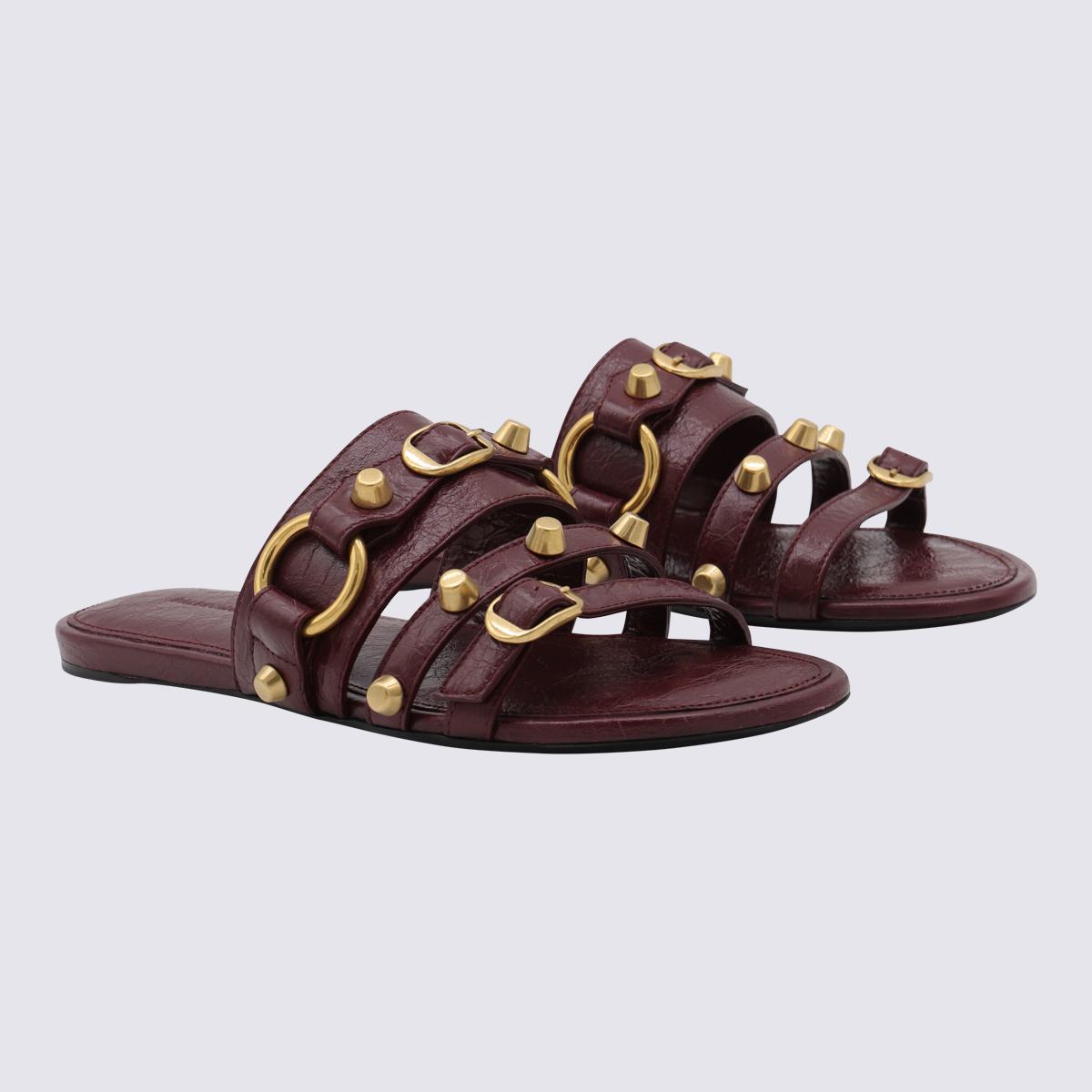 Balenciaga Bordeaux Leather City Flats