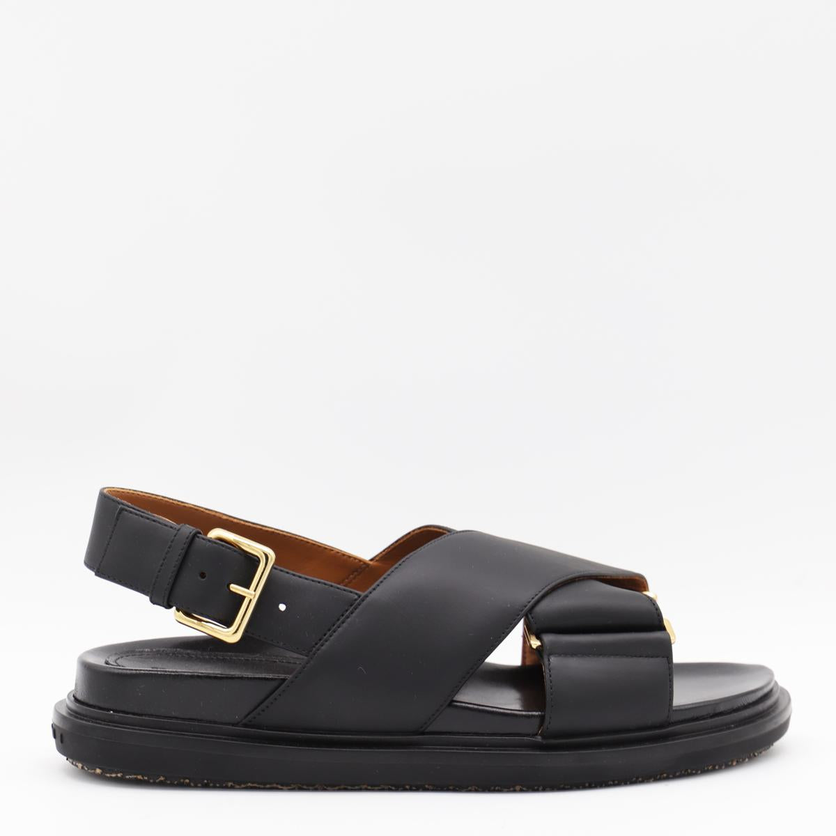 Marni Black Leather Sandals