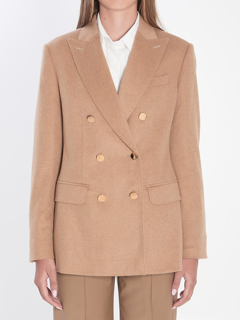 Double-Breasted Blazer In Camel