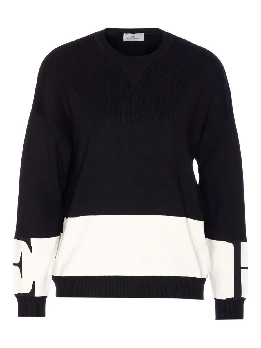 Elisabetta Franchi Inlaid Logos Colour-Block Crewneck Sweater Clothing