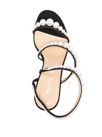 Mach & Mach Sirene Satin Round Toe Pearl Sandals Shoes