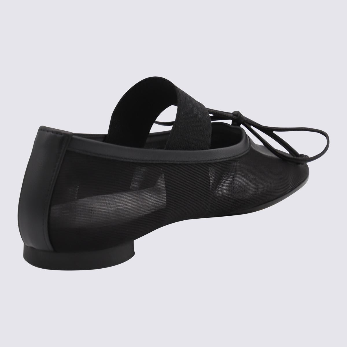 MM6 Maison Margiela Black Leather Flats