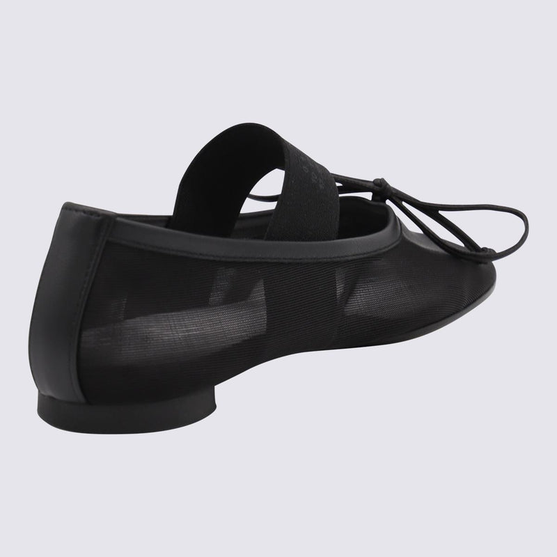 MM6 Maison Margiela Black Leather Flats