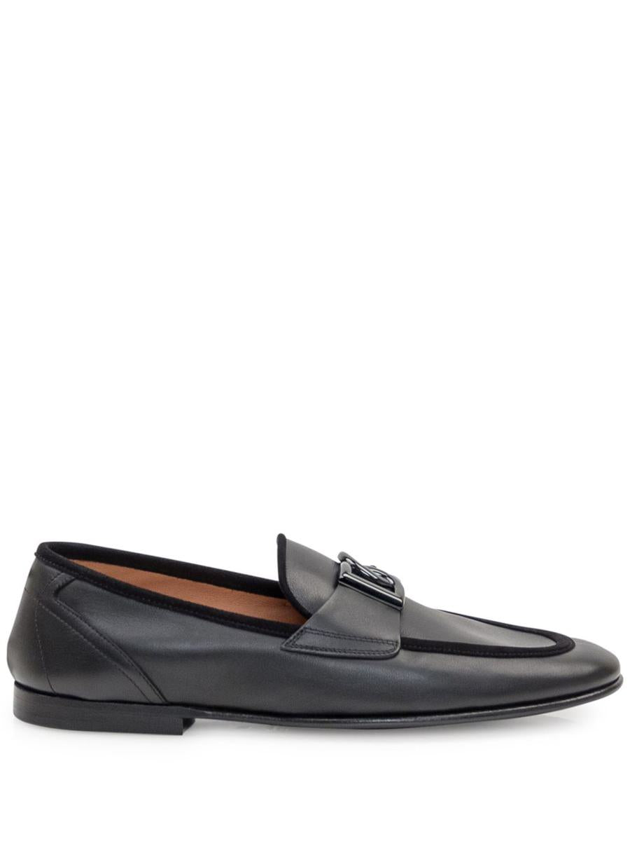 Dolce & Gabbana Black Calfskin Loafer With Logo
