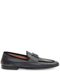Dolce & Gabbana Black Calfskin Loafer With Logo