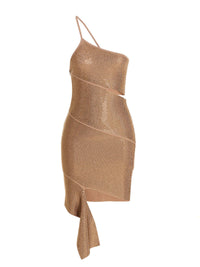 AndreāDamo One-Shoulder Sequin Dress