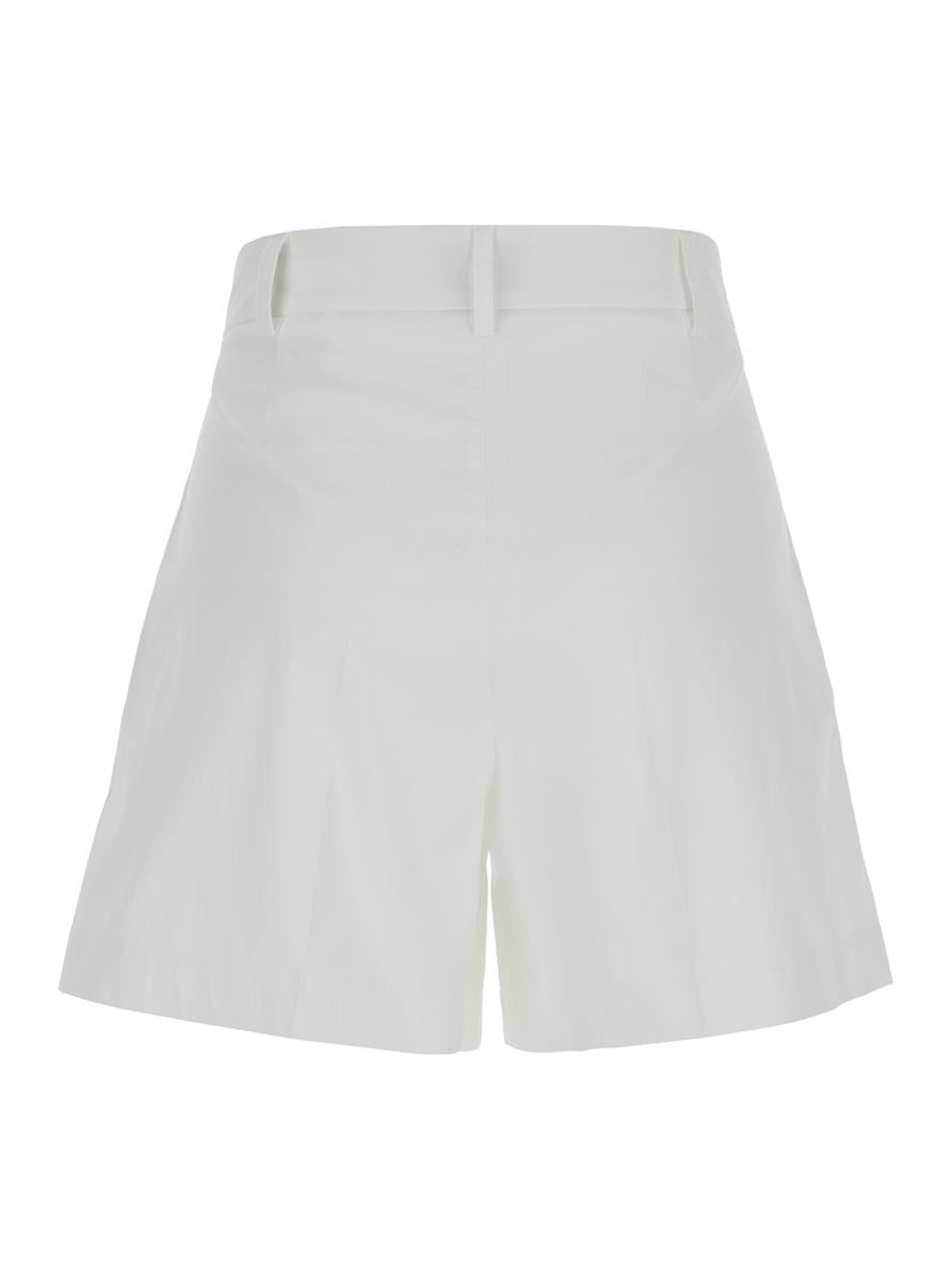 White Shorts With Belt Loops In Cotton Woman