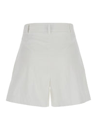 White Shorts With Belt Loops In Cotton Woman