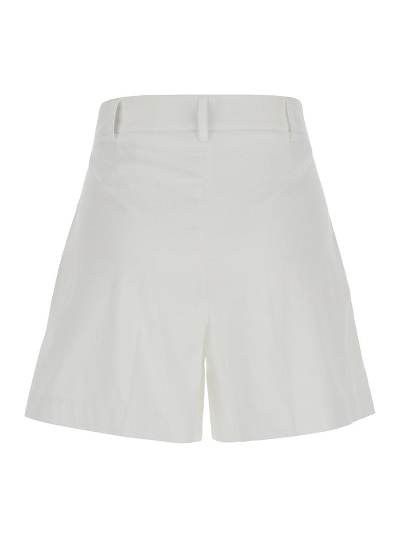 White Shorts With Belt Loops In Cotton Woman