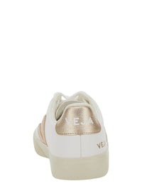 'Campo' White Low Top Sneakers With Metallic Logo In Leather Unisex