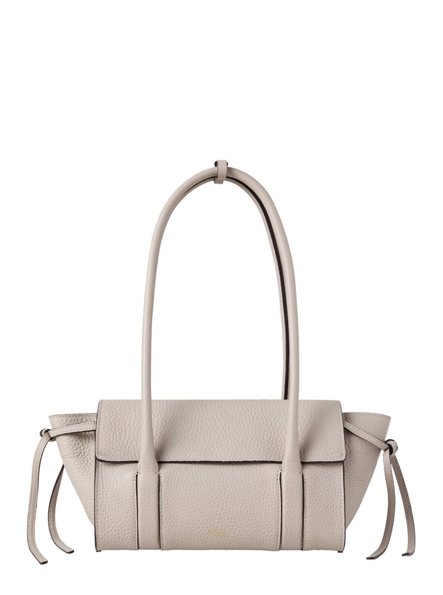'Mini Bayswater' Beige Shoulder Bag With Laminated Logo In Leather Woman