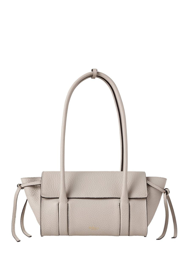 'Mini Bayswater' Beige Shoulder Bag With Laminated Logo In Leather Woman